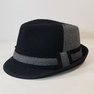 COPY - Mens Fedora Black & Gray Wool Blend Hat
